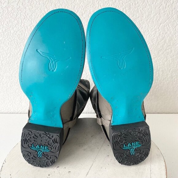 Lane DUSTOFF Womens Cowboy Boots 9 Gray Leather Cowgirl Ankle Boots Western - Picture 8 of 10